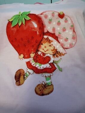 Girls Strawberry Print Pink Tee - Cute Strawberry Character Top